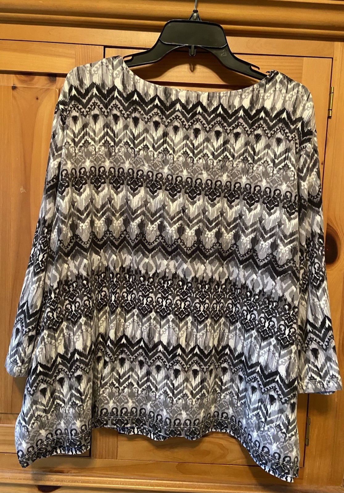 Alfred Dunner Women’s 3/4 Sleeve Shirt Size 2X Black/Gray/White (Cotton/Spandex0