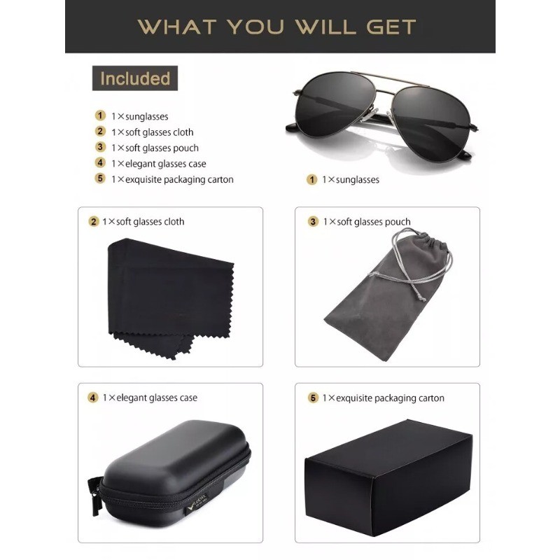 Sunglasses for Adult Polarized Driving Classic Shades UV 400 Protection