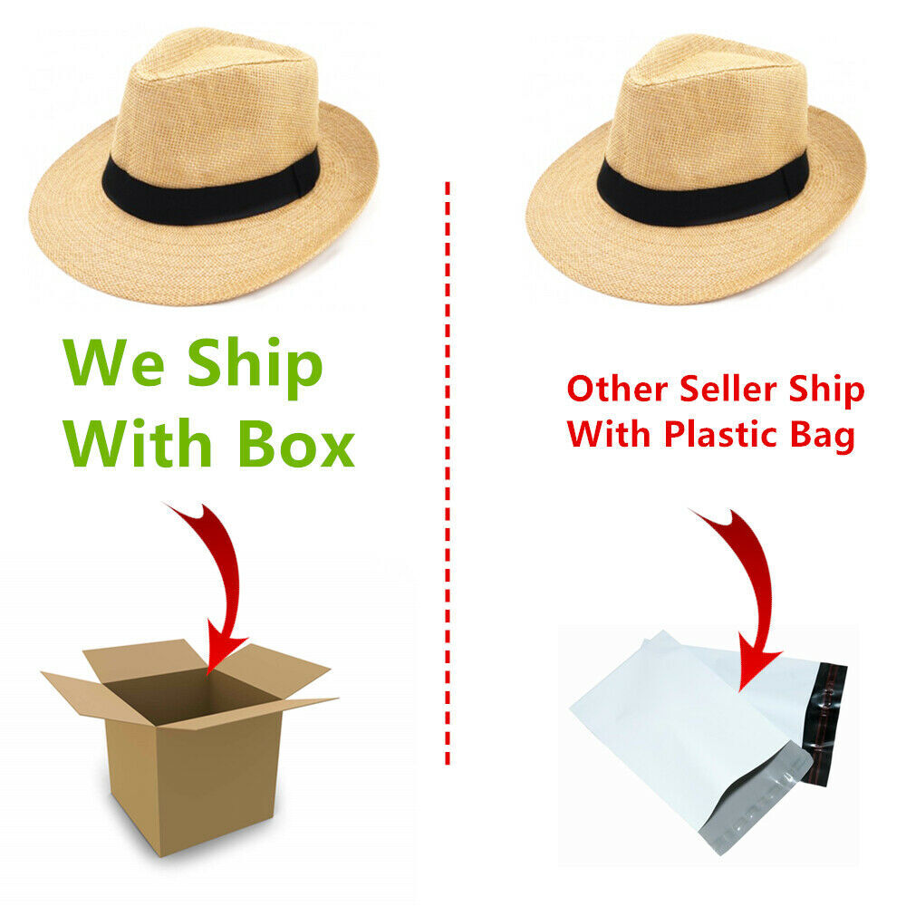 Mens Summer Bucket Cap Cowboy Panama Fedora Paper Straw Hat Wide Brim Mesh Top