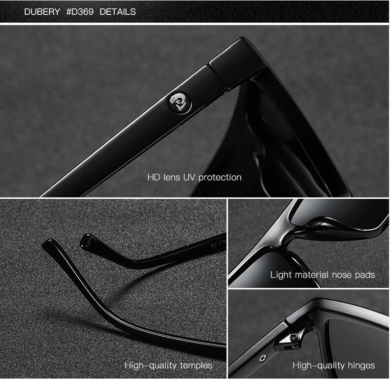 DUBERY Men Women Polarized Sport Sunglasses Square Driving Fishing Glasses UV400