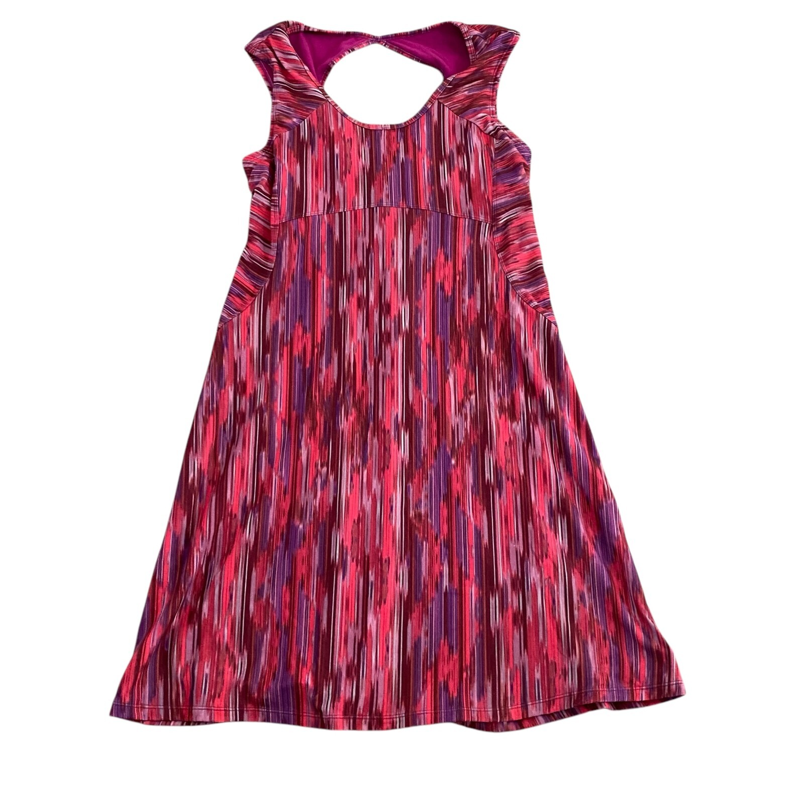 NWT Prana Women’s Pink & Purple Alec Azalea Open Back Built-In Bra A-Line Dress