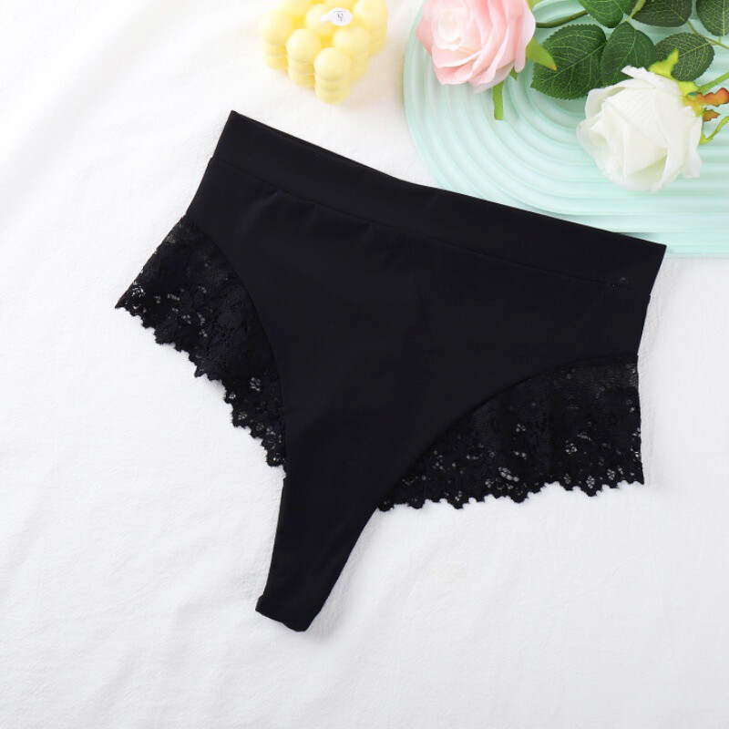 4 Pack Lot Sexy Womens High Waist Thongs Panties G string Lace Sheer Underwear