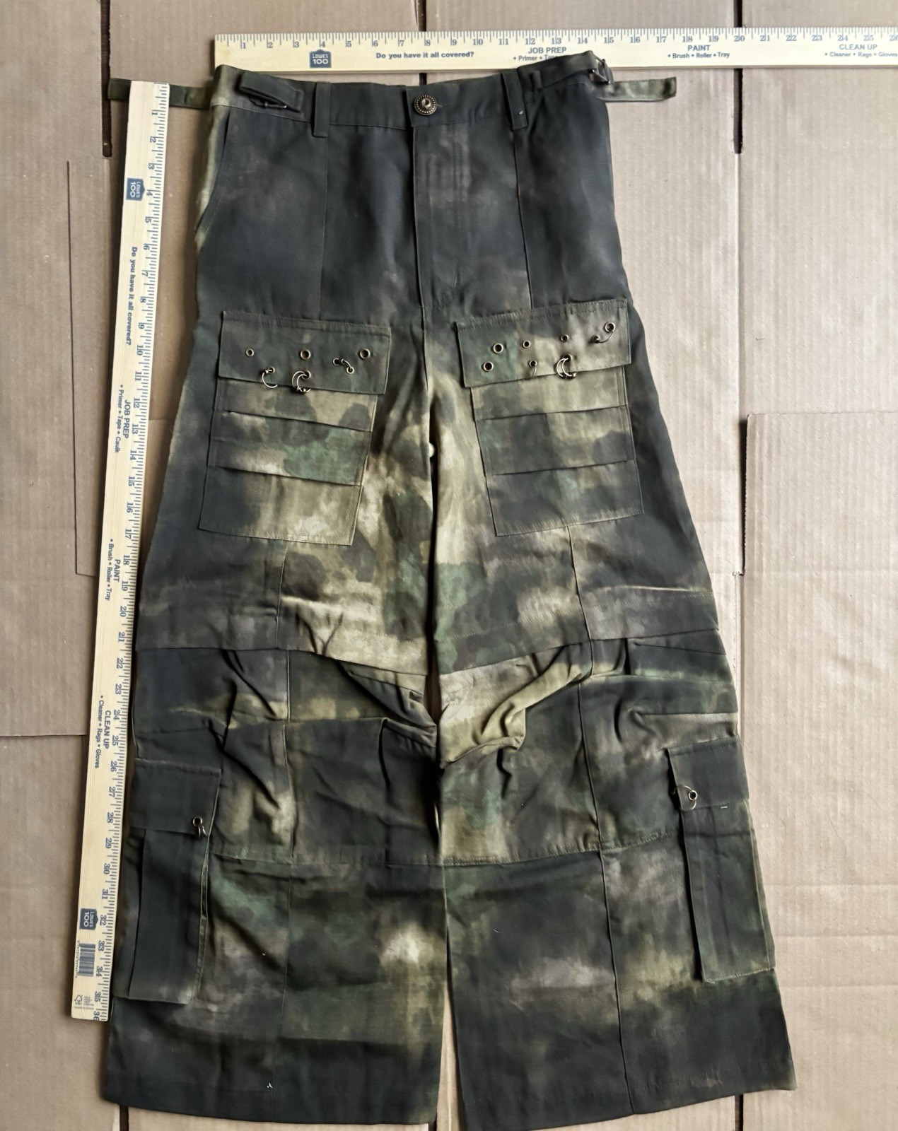 DNADES Men’s M Green/Black Camo Wide-Leg Cotton Canvas Cargo Pants 31W