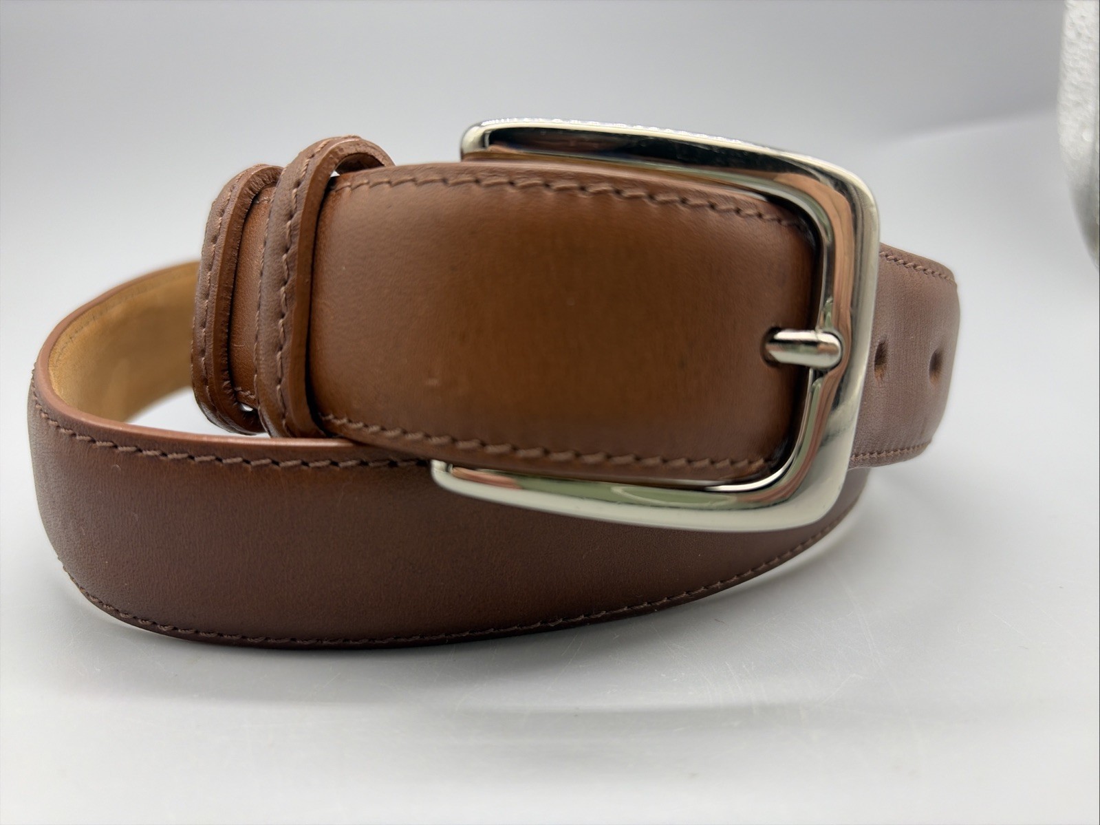 W Kleinberg Men’s 1-1/4″ Glazed Calf Belt with Nickel Buckle Oil USA VGUC!