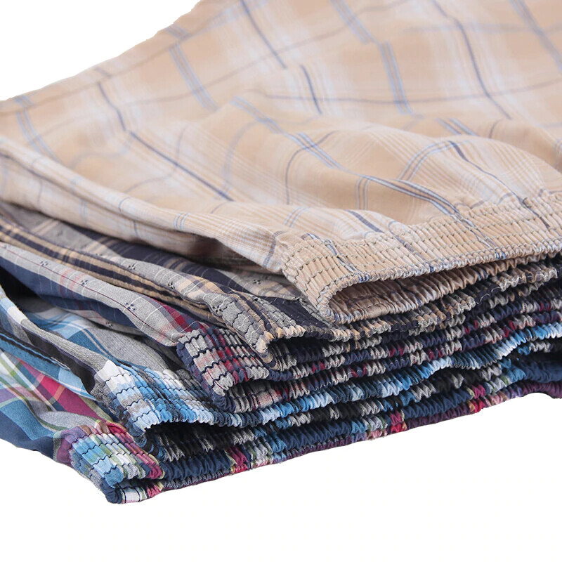 3 Pack Boxer Shorts Men Trunk Plaid Checker Trunk Shorts Underwear Lot Cotton