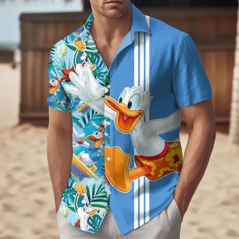 Disney Donald Duck Half Surfing Beach Travel Summer Vibe Hawaiian Shirt