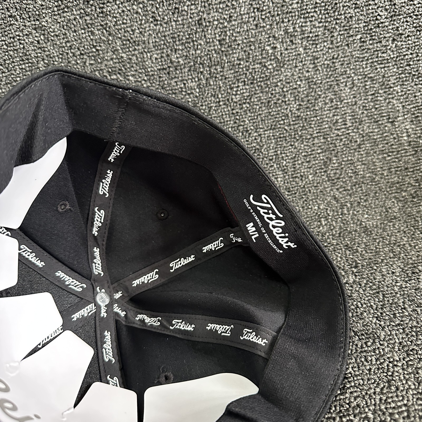 Titleist Golf Fitted Cap Black PRO V1 Curved Brim Hat Size 7 1/8