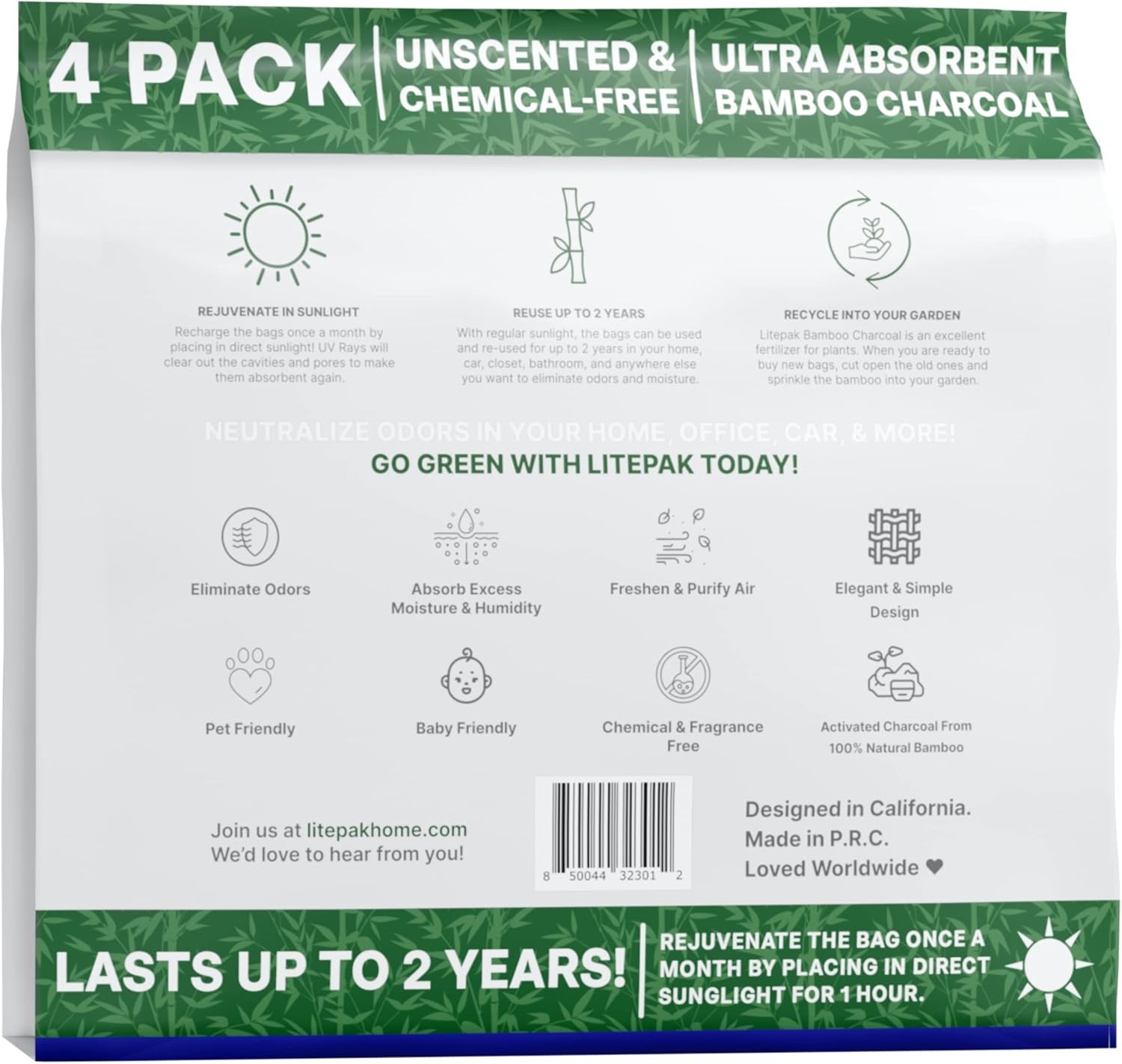 Litepak Shoe Deodorizer and Odor Absorber for Shoes and Gym Bags