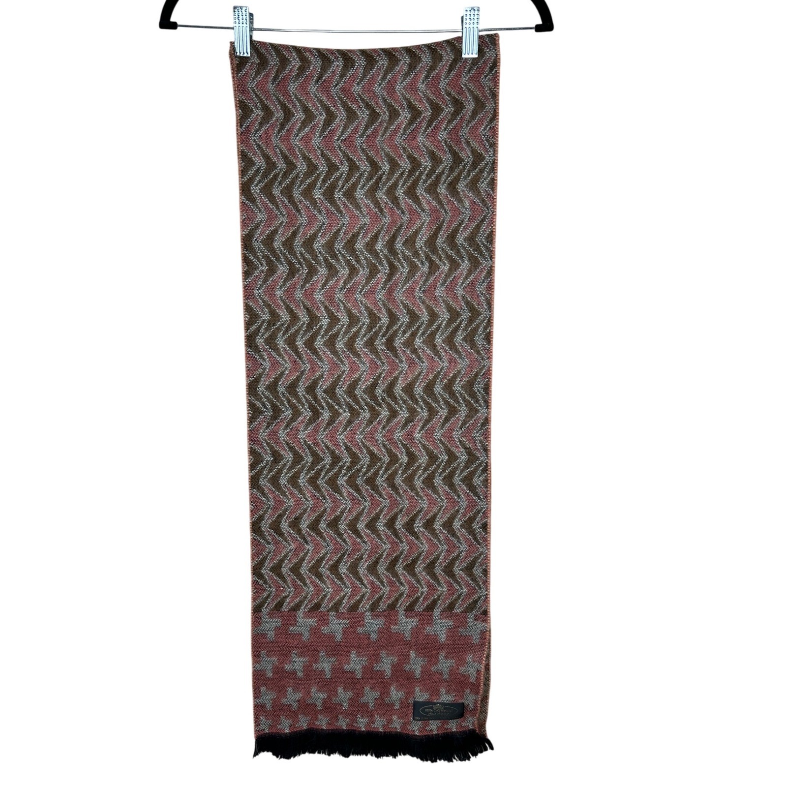Harald Ambrosius 100 Percent Cashmere Scarf Zigzag Pattern Made in Germany