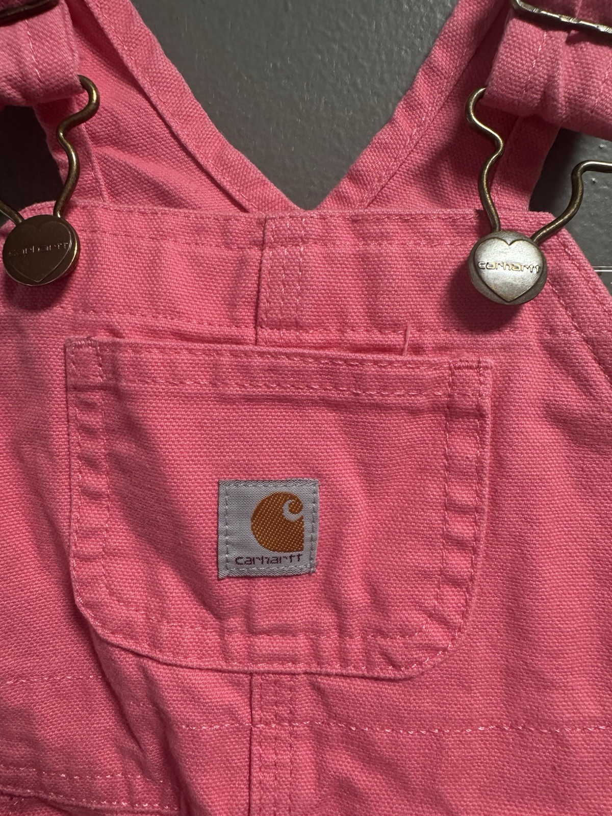 Carhartt Girls Bright Pink 100% Cotton Overalls Size 9M