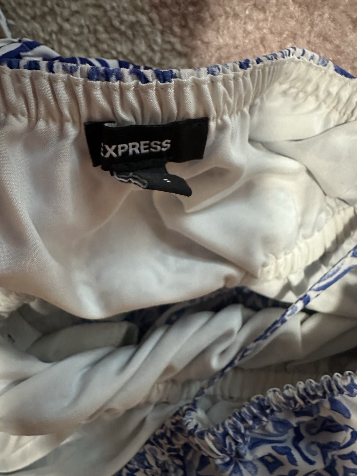 Express Women’s Blue White Mediterranean Spaghetti Strap Tie Maxi Pockets S