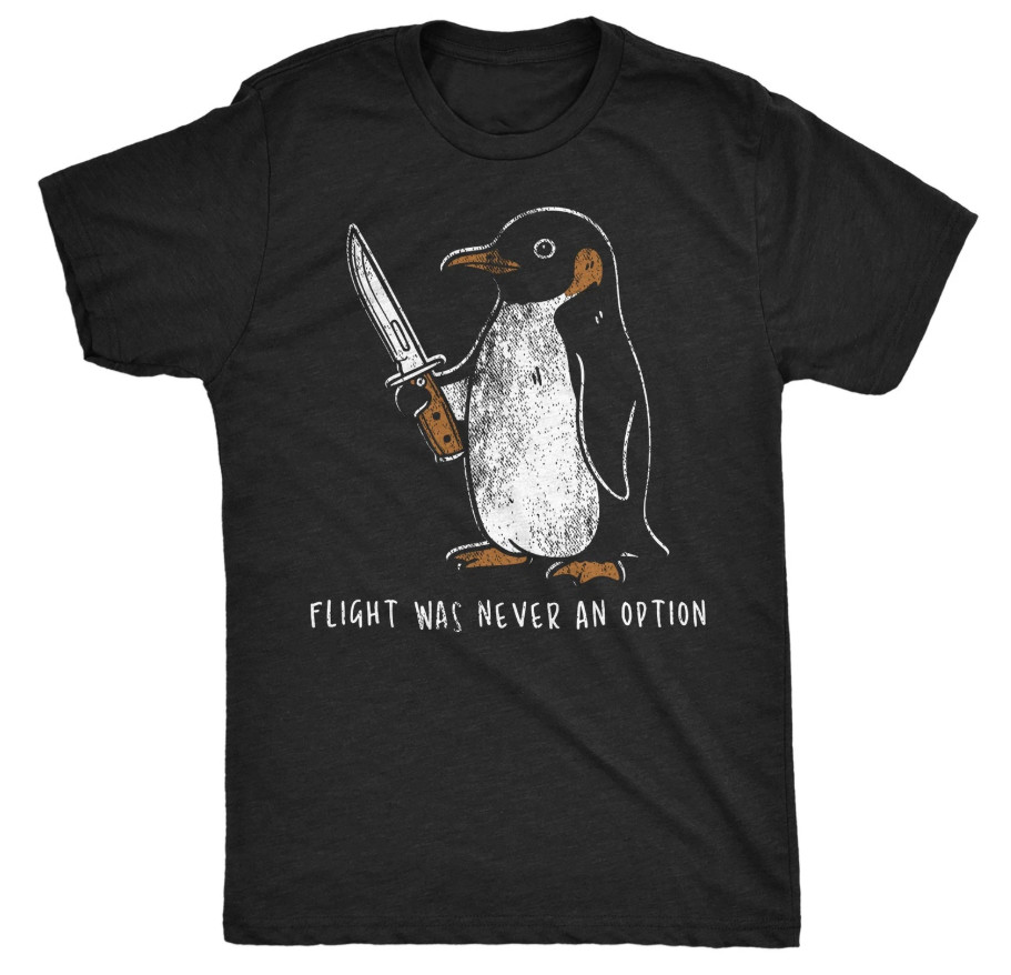 Mens Funny T Shirts Flight Was Never An Option Sarcastic Penguin Graphic Novelty