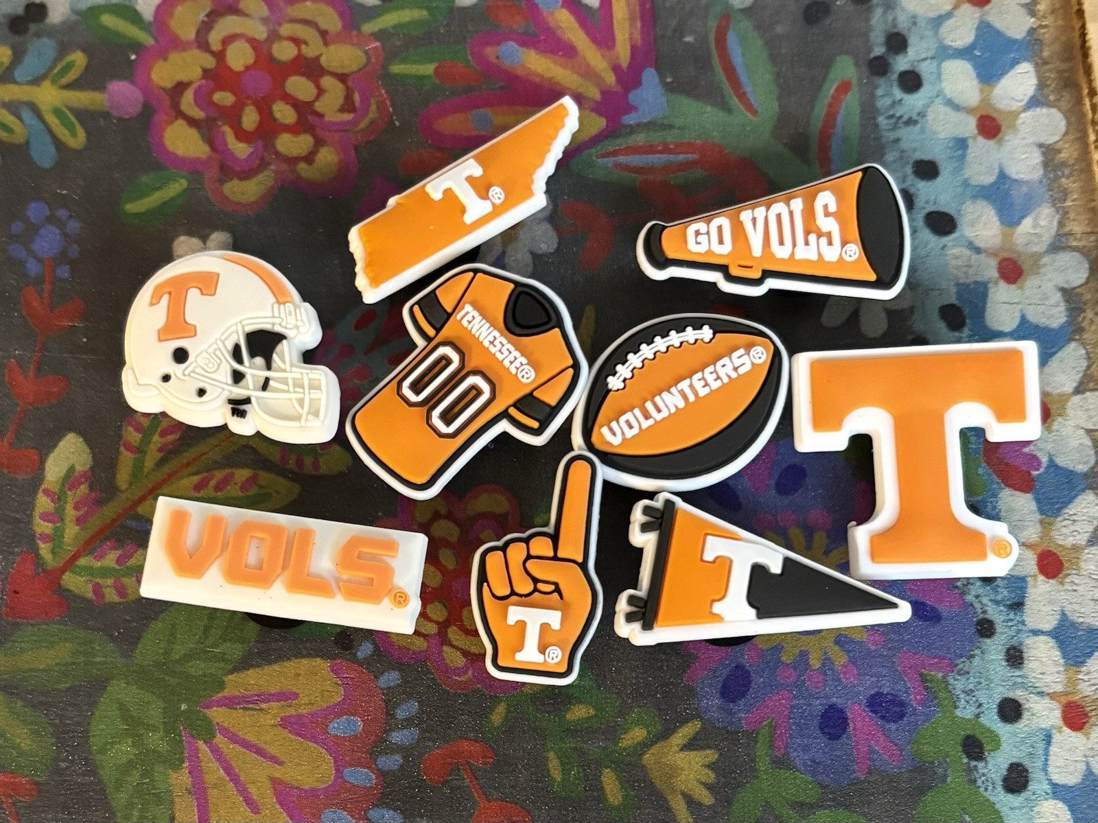 9 Piece TENNESSEE College University Shoe Charms Clog Decorations PVC NEW