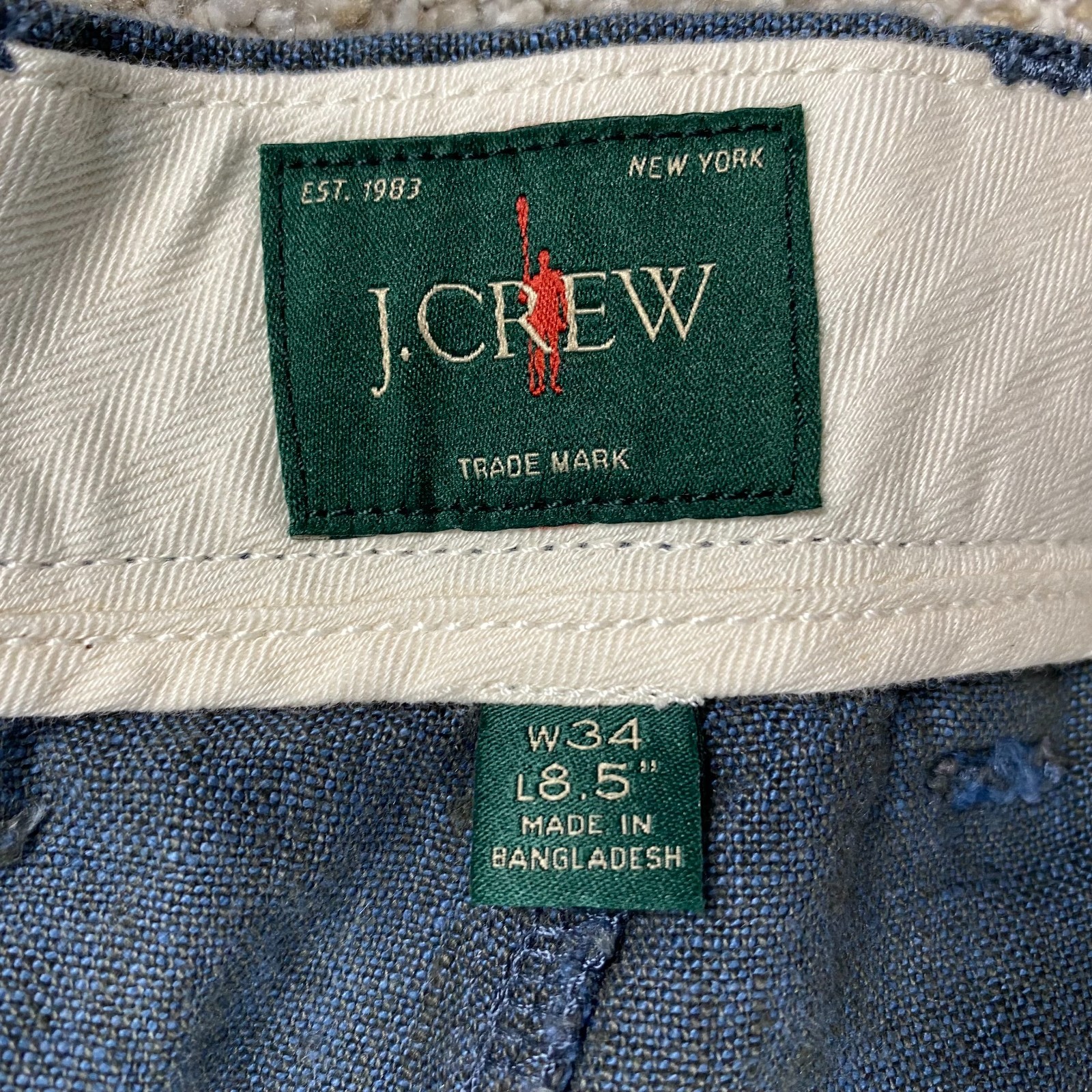 J. Crew Men’s 100% Linen Shorts Blue Size 34 Inseam 8.5 inches