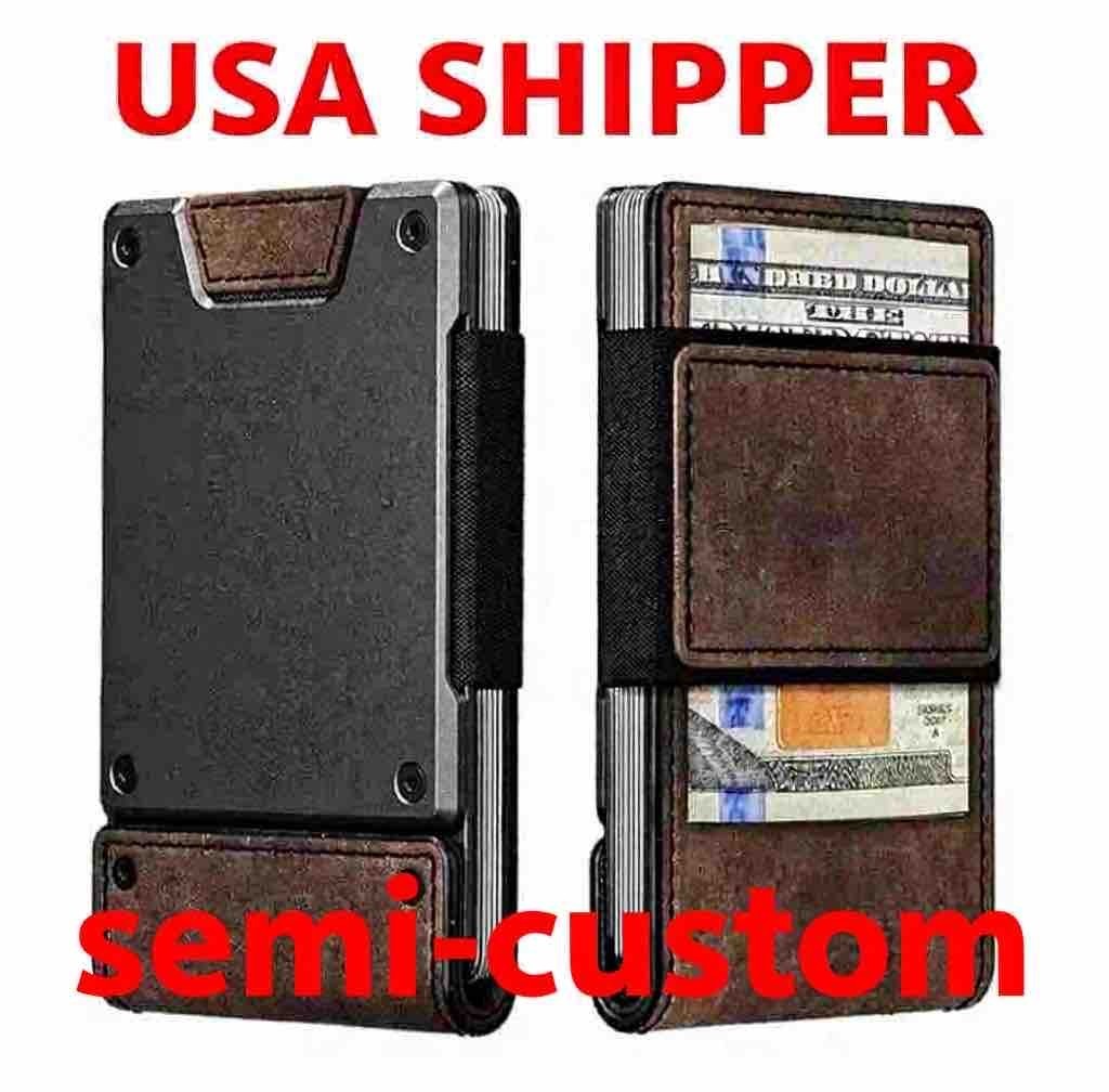 MENS WALLET METAL CARD HOLDER CASH STRAP MINIMALIST PULL TAB WALLET-CUSTOMIZE IT
