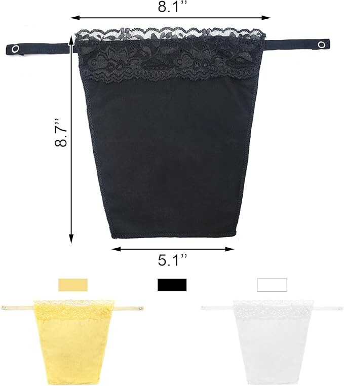 2pcs Lady Lace Clip-on Mock Camisole Bra Insert Overlay Modesty Panels for Low