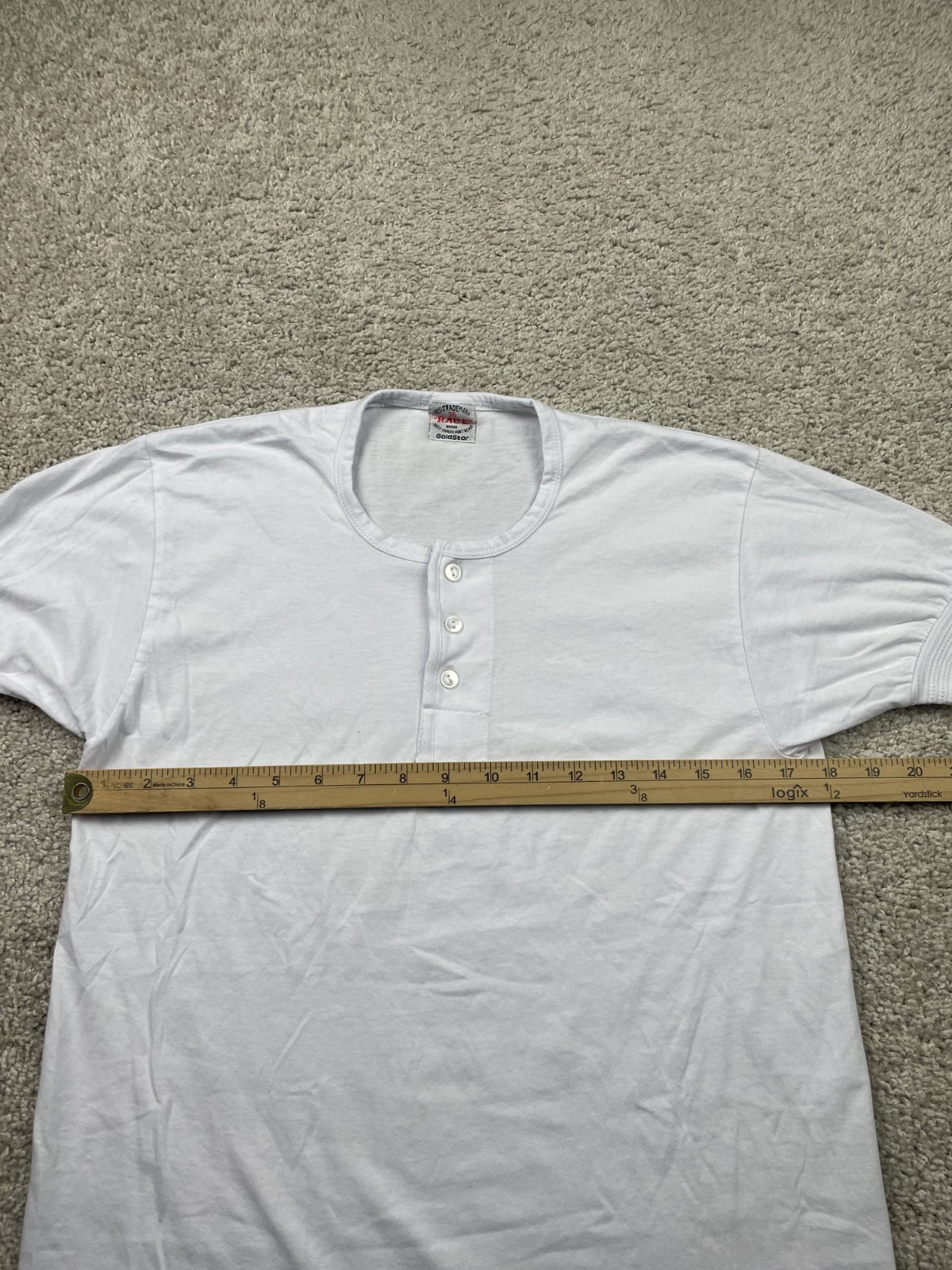 VTG Race Brand Shirt Men’s Small 36 Henley Short Sleeve Goldstar 60s 70s