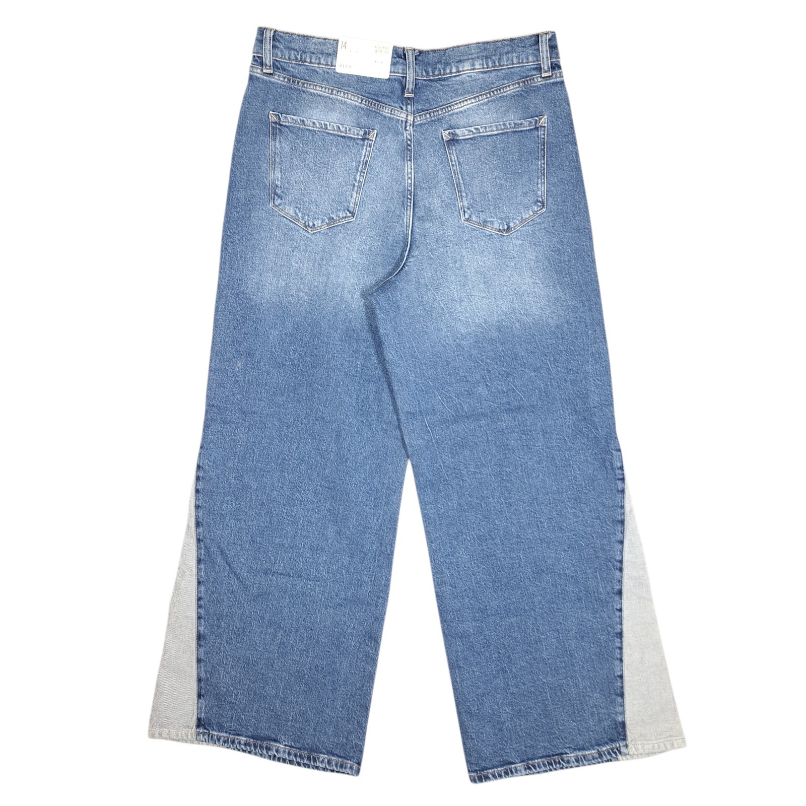 a.n.a. High Rise Wide Leg Jeans Blue Streetwear Skater Baggy Two Tone Womens 14