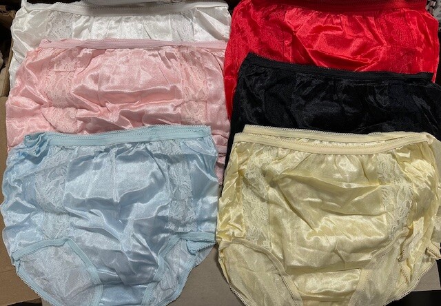 12 Pairs (1 dz) Famous Maker 100% NYLON Briefs lace front Sz – 5 6 7 UNISEX