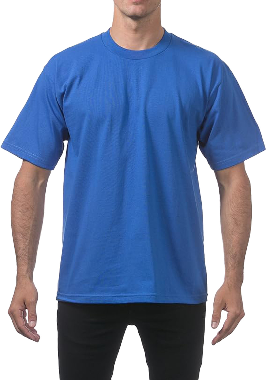 Pro Club Men’s Heavyweight T-Shirt Crew Neck Plain Blank Short Sleeve Tee All Si