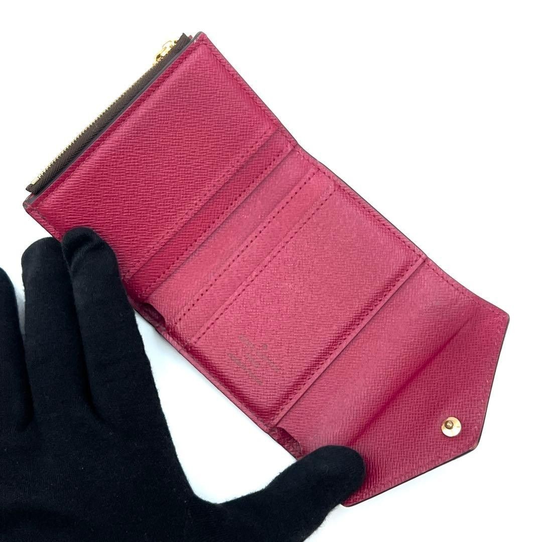 LOUIS VUITTON Wallet: Portefeuille Zoe M62932 Brown Fuchsia W9.7H7.7D2.5cm w/NA;