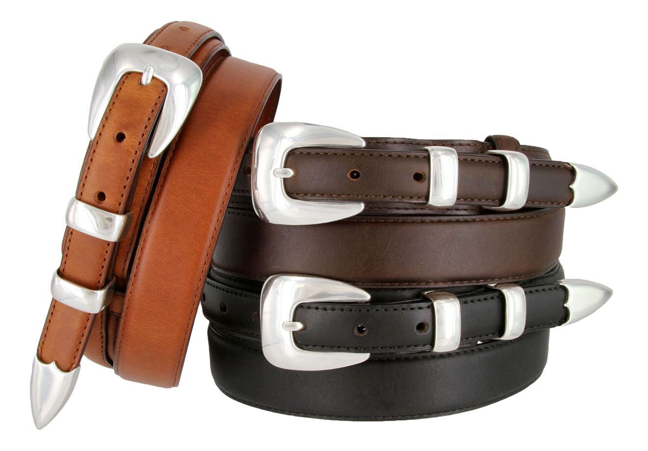 S5354 Antique Smooth Buckle Western Oil Tanned Genuine Leather Ranger Belt