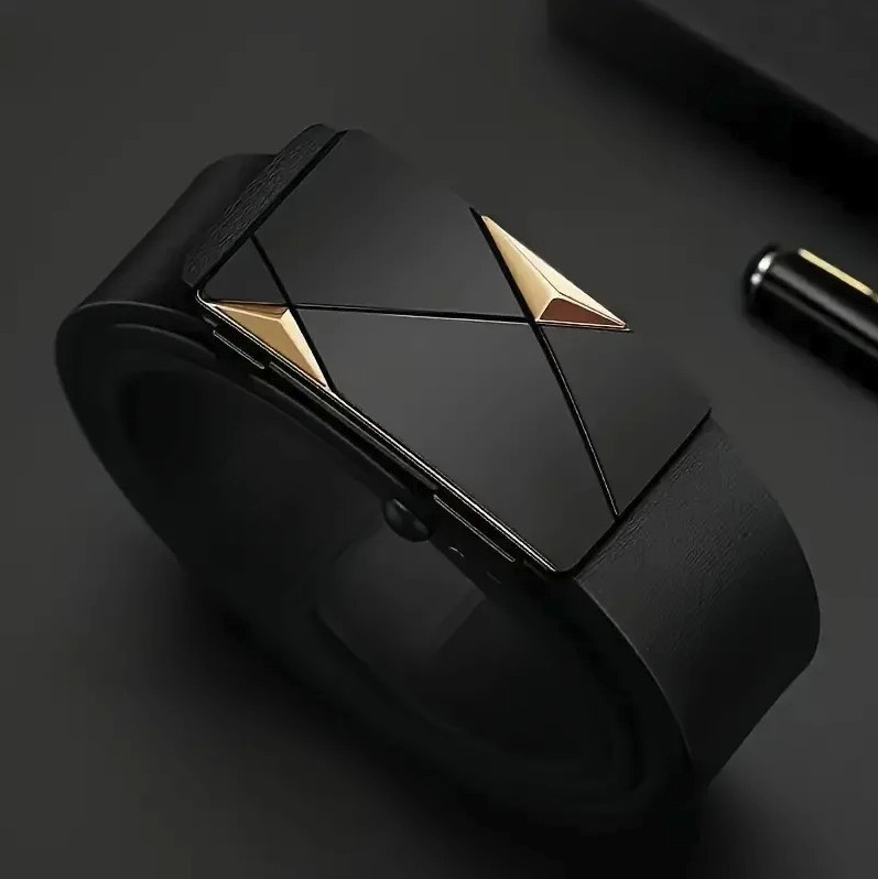 1PC Men’s PU Leather Belt with Automatic Buckle – Fashion Casual Business Style