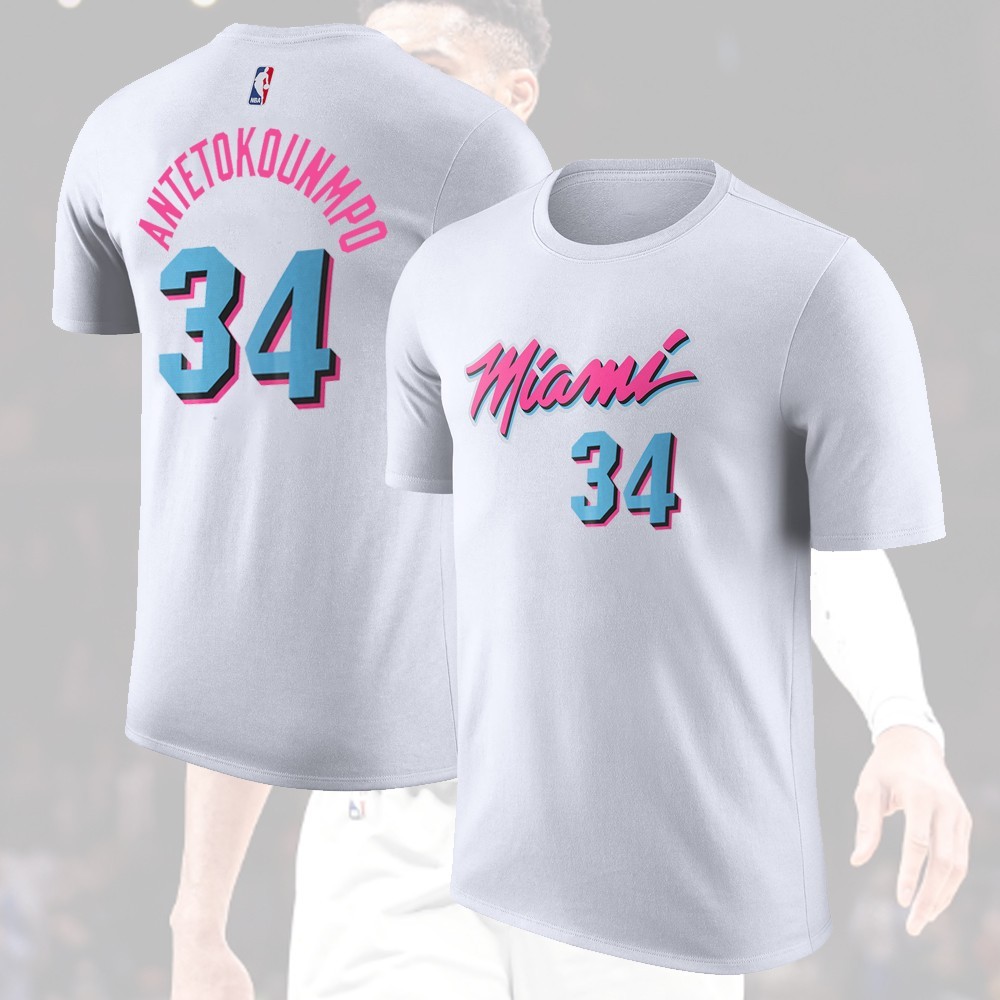 Welcome Giannis Antetokounmpo #34 to Miami Team 2026 Player Name & Number S-5XL