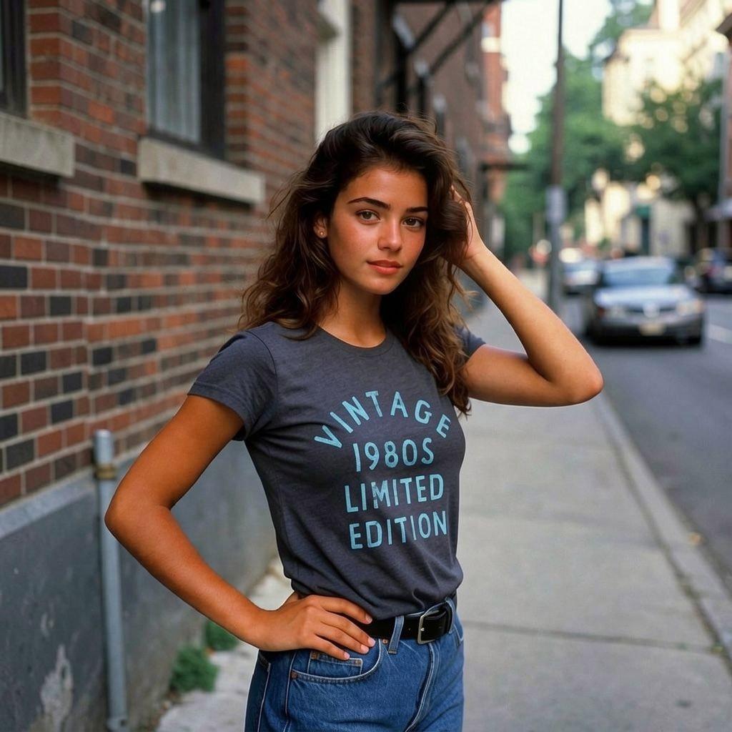 Womens Vintage 1980s Limited Edition T Shirt Funny Cool 1980 Theme Classic Tee