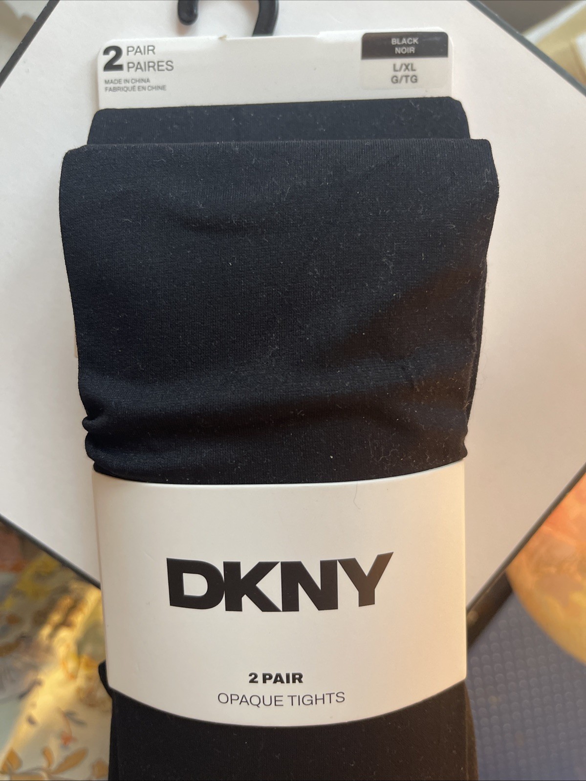 DKNY 2-Pair Opaque Tights – BLACK – L/XL Super Opaque