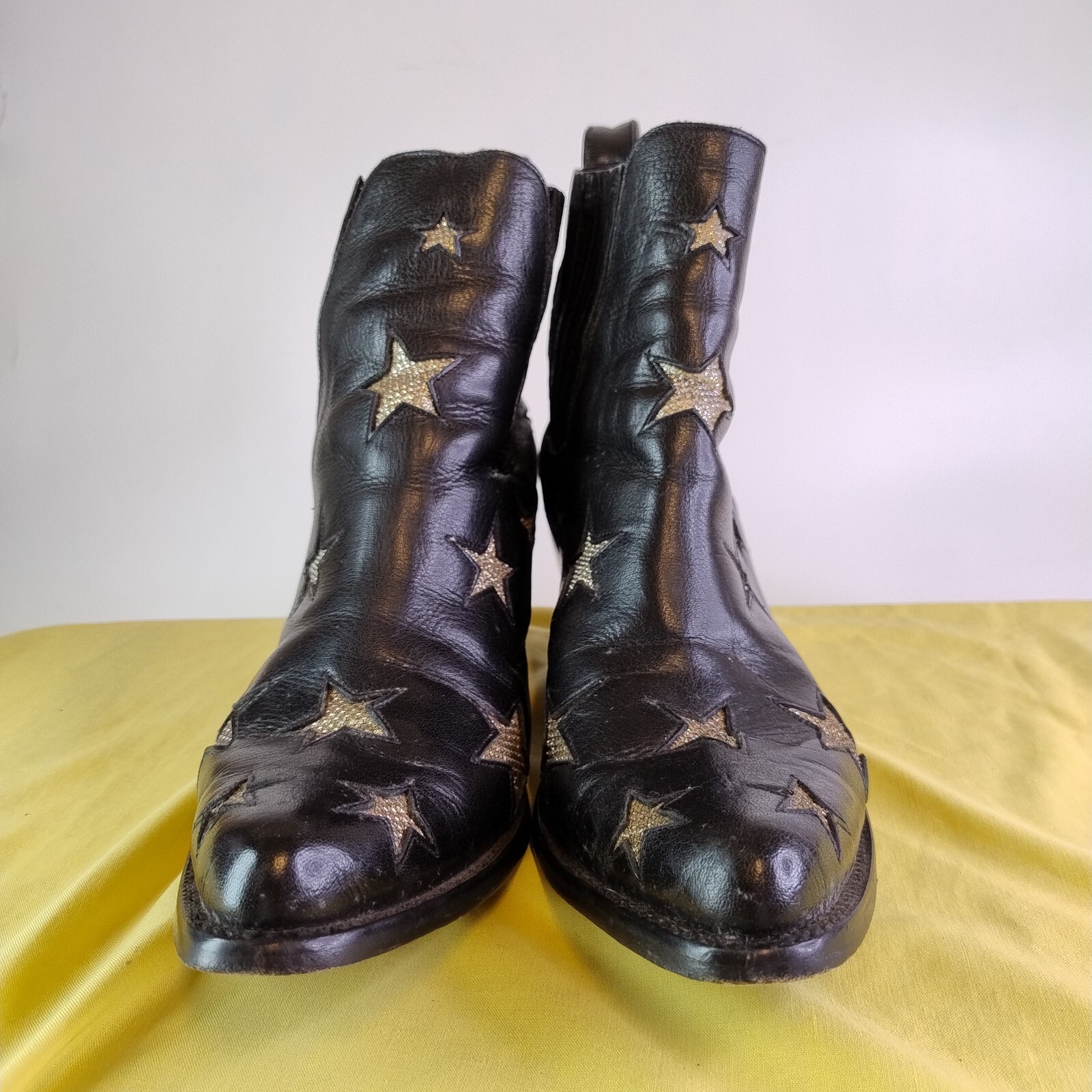 Official Mexicana Chelsea Boots Heeled Black Gold Stars SIZE 43
