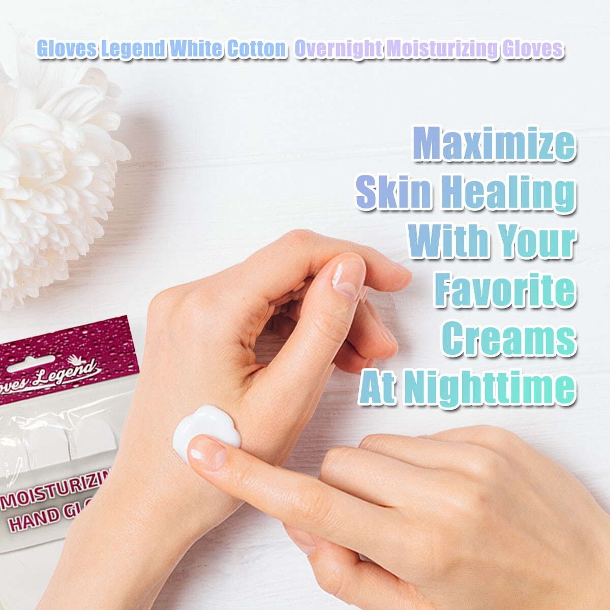 Gloves Legend- White Cotton Dry Hand Eczema Moisturizing Spa Gloves-Women Size S