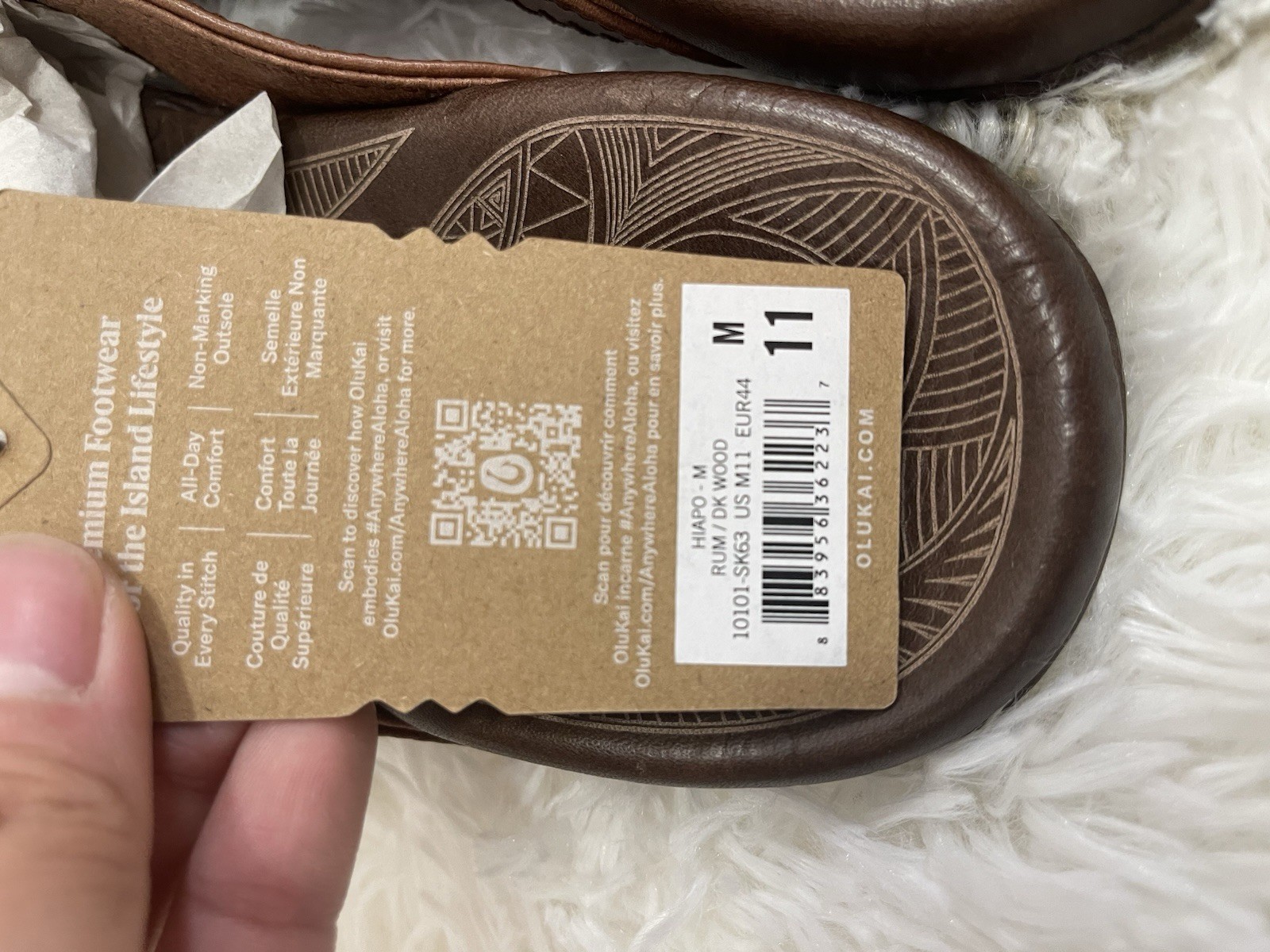 Olukai Men’s Size 11 Hiapo Flip Flop Comfort Beach Outdoor Sandals-Rum/Dark Wood