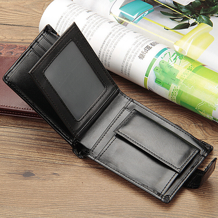 Men’s Leather Bifold Wallet ID Credit Card Holder Money Coin Purse With Hasp US
