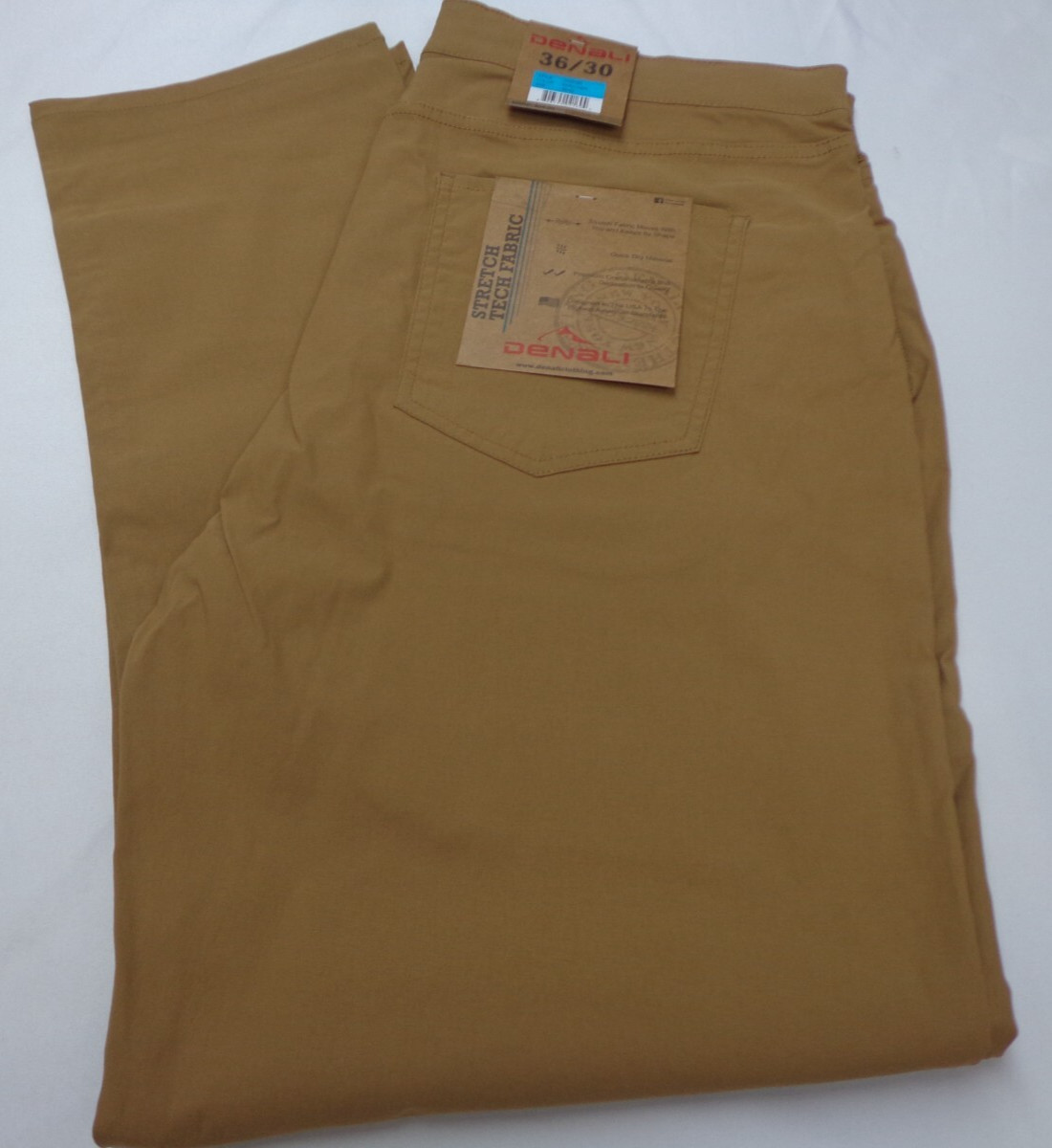 DENALI Moccasin Brown Tech Fabric Stretch Pants NWT 36 /30 MSRP $54