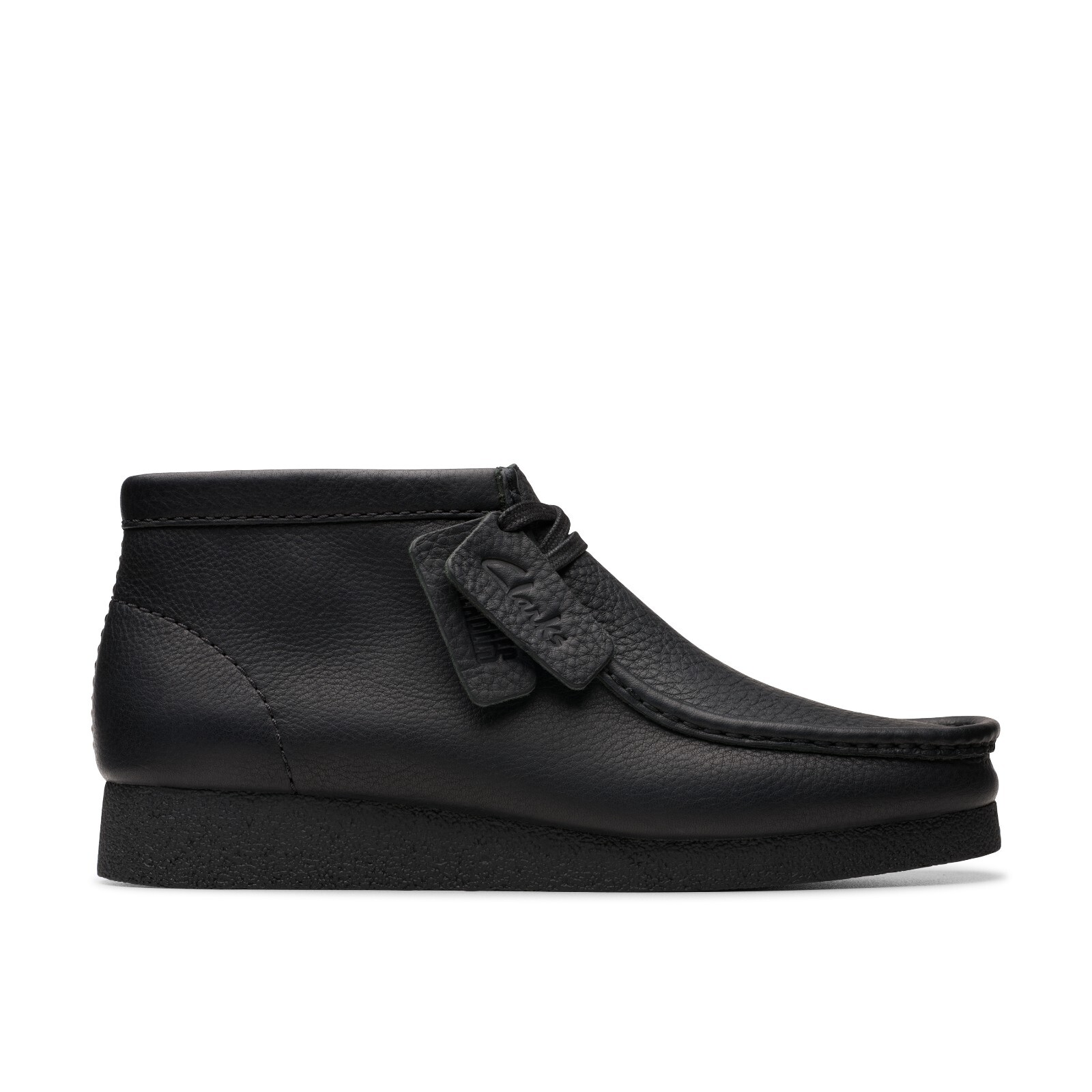 New Men Clarks Wallabee Evo Black Leather Rubber Bottom Comfortable Lace Shoes
