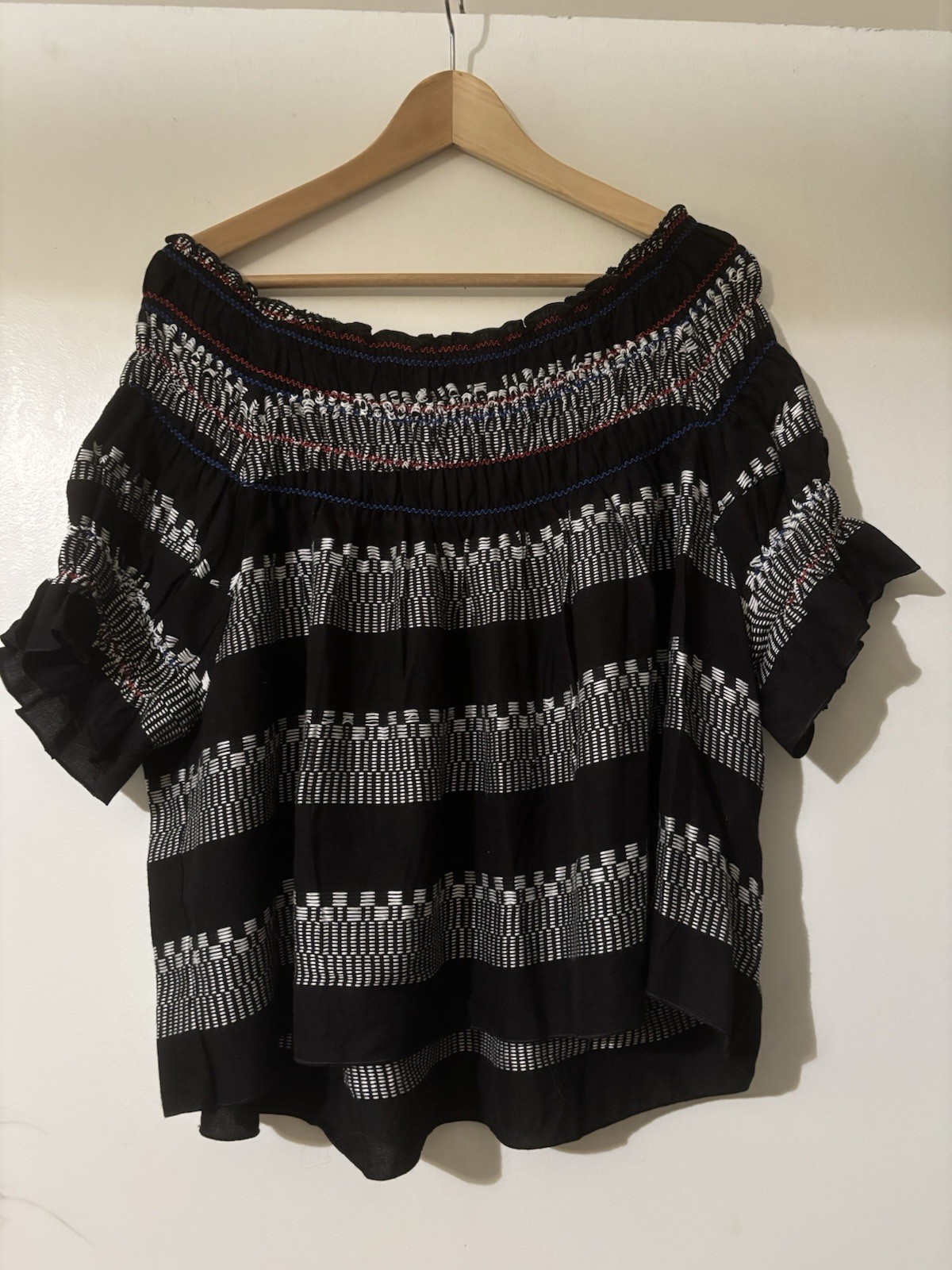 Pipelime Embroidered Top Black Medium