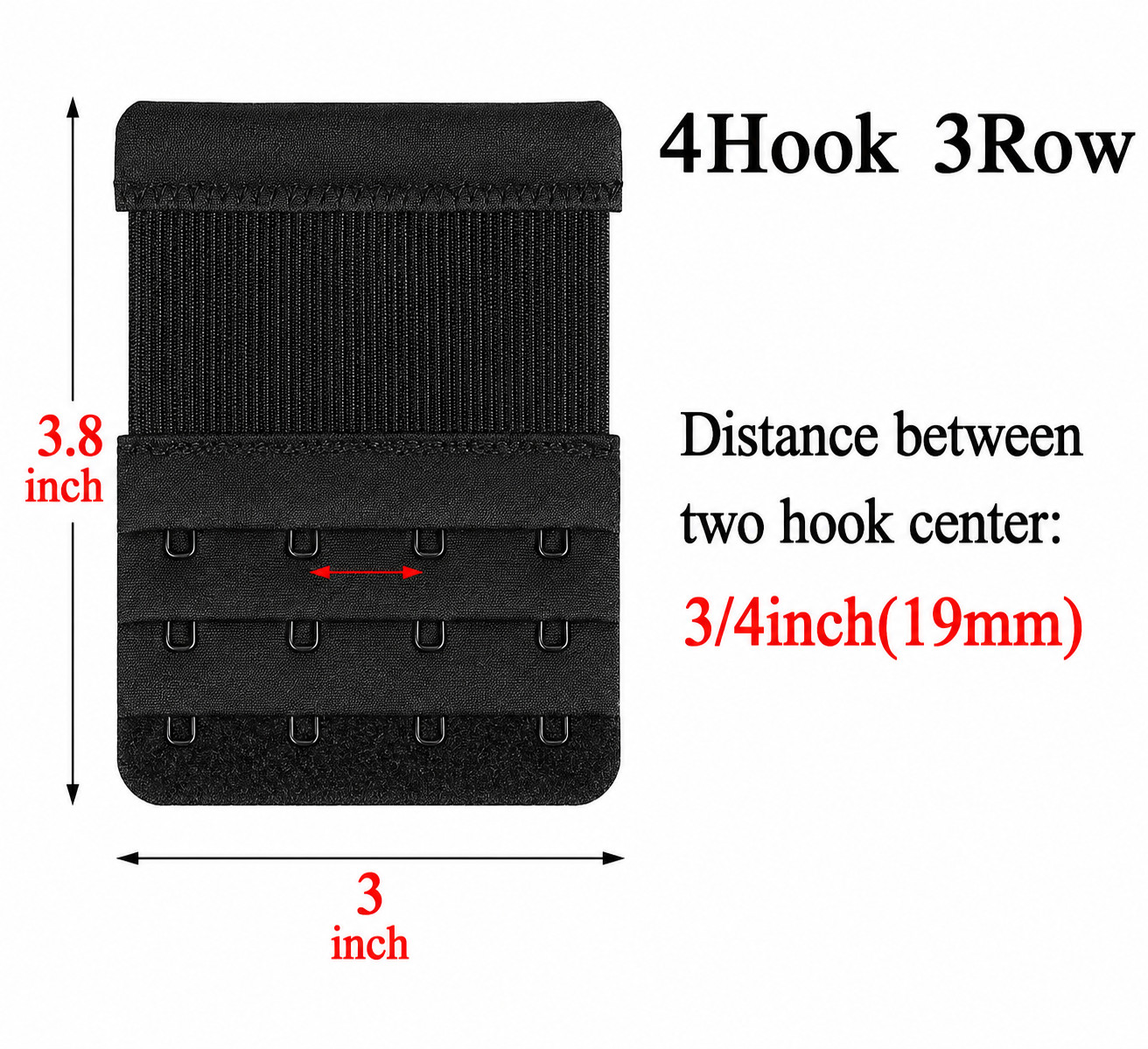 3ROW 2,3,4 Hook Bra Extender Extension Bra Strap Strapless Underwear Maternity