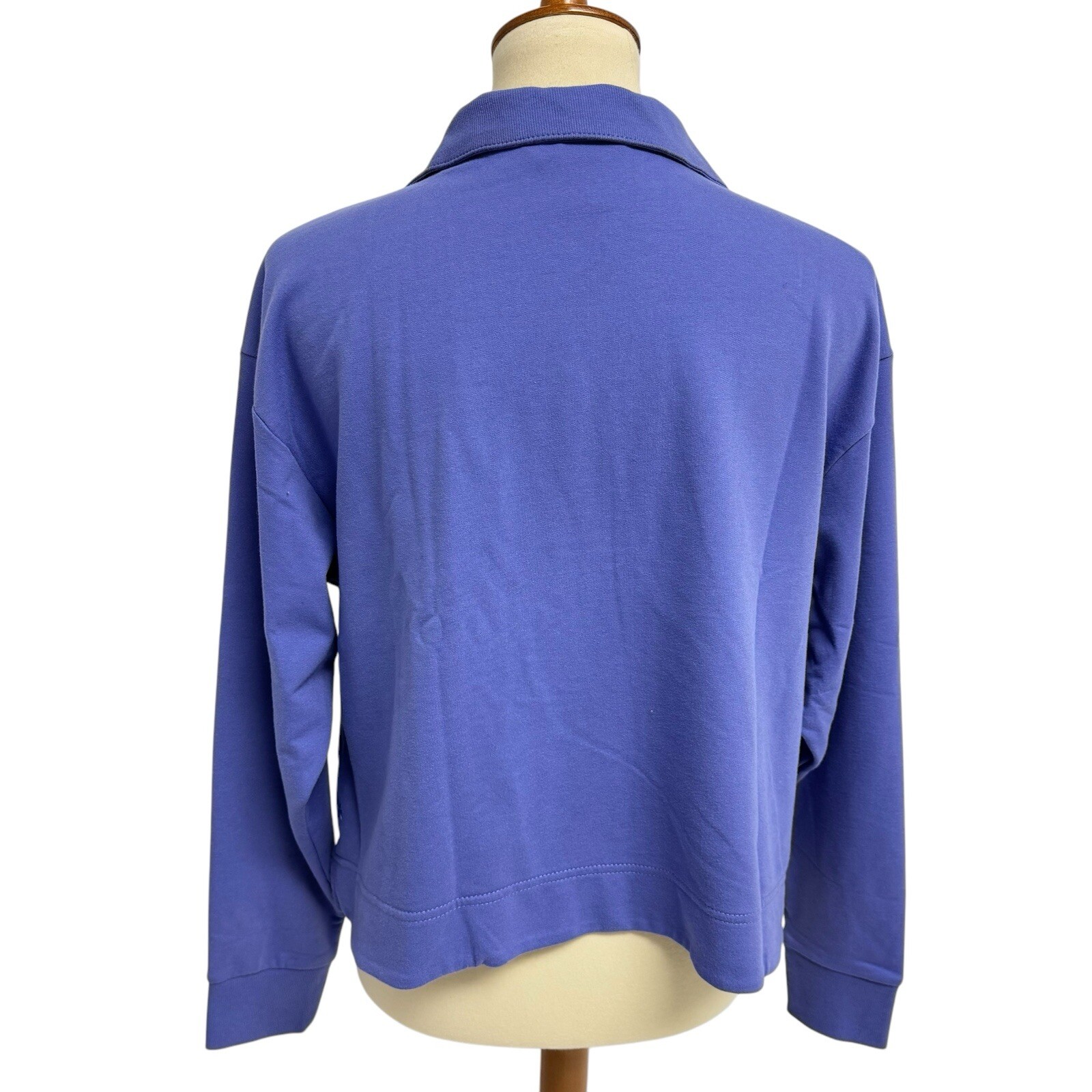 Athleta women’s collared retroterry sweatshirt light purple long sleeve size S