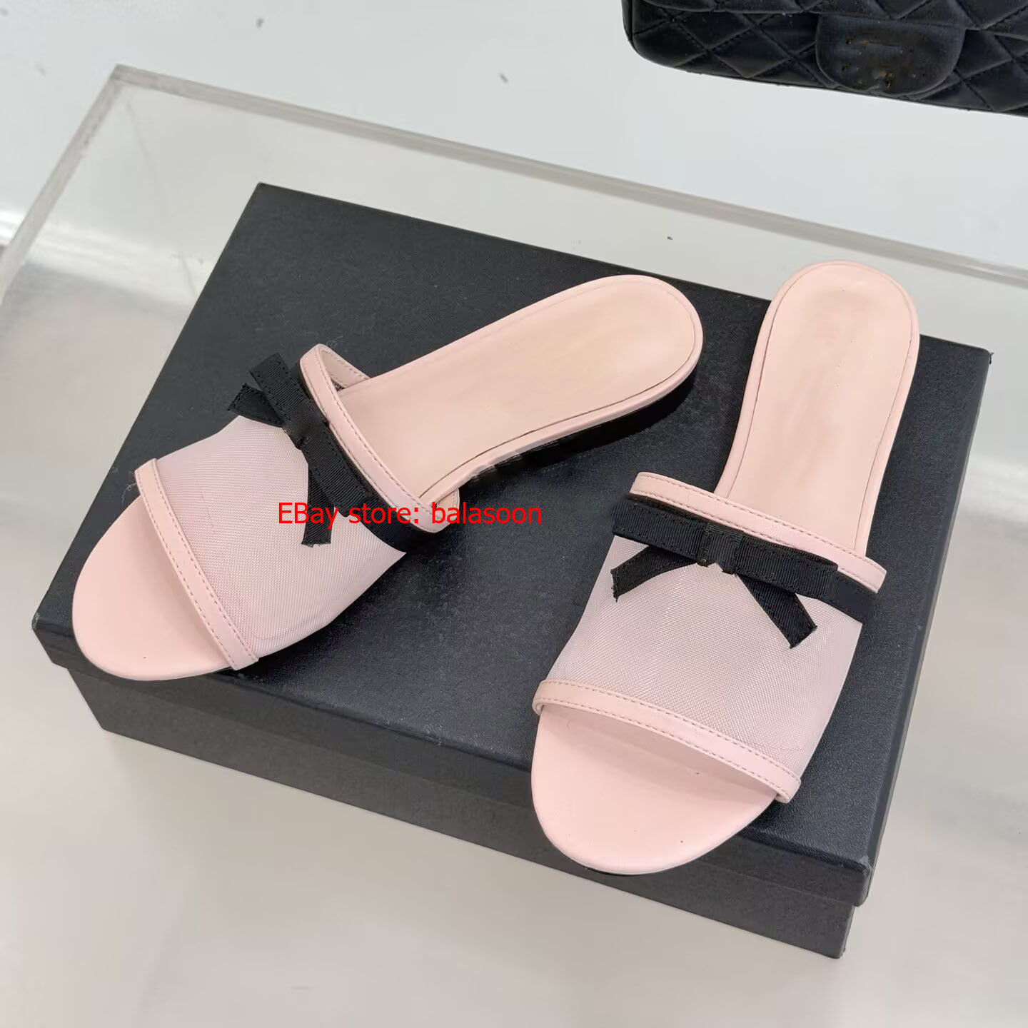 bow low-heeled slippers spring and summer 2026 mesh slippers comfortable 35-40