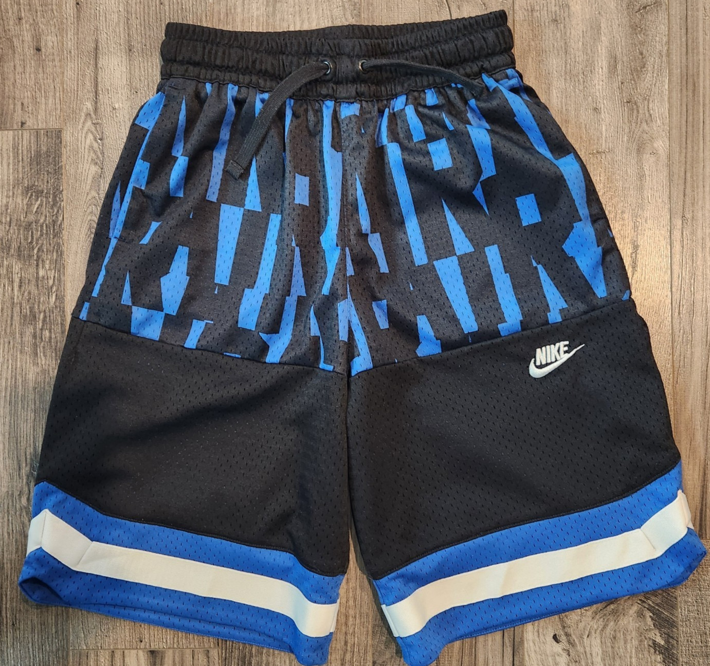 Nike Air Mesh Shorts Boys XL Black Blue Drawstring Lightweight Basketball