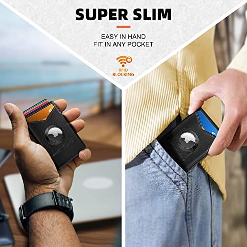 Airtag Wallet Men Gift,Mens Slim Front Pocket Wallet Money Clip Standard Wallet