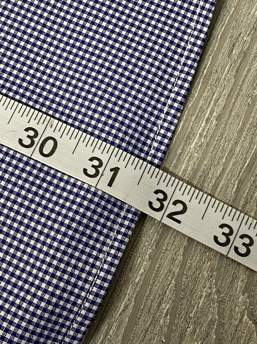 Mizzen+Main Men’s Spinnaker Shirt Blue Gingham Standard Stretch Embroidered XL