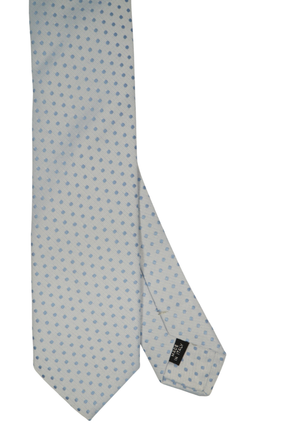 $190 NWOT MACRA Milano Pale Blue w Woven Dots Silk Neck Tie Italy 2.6W Skinny