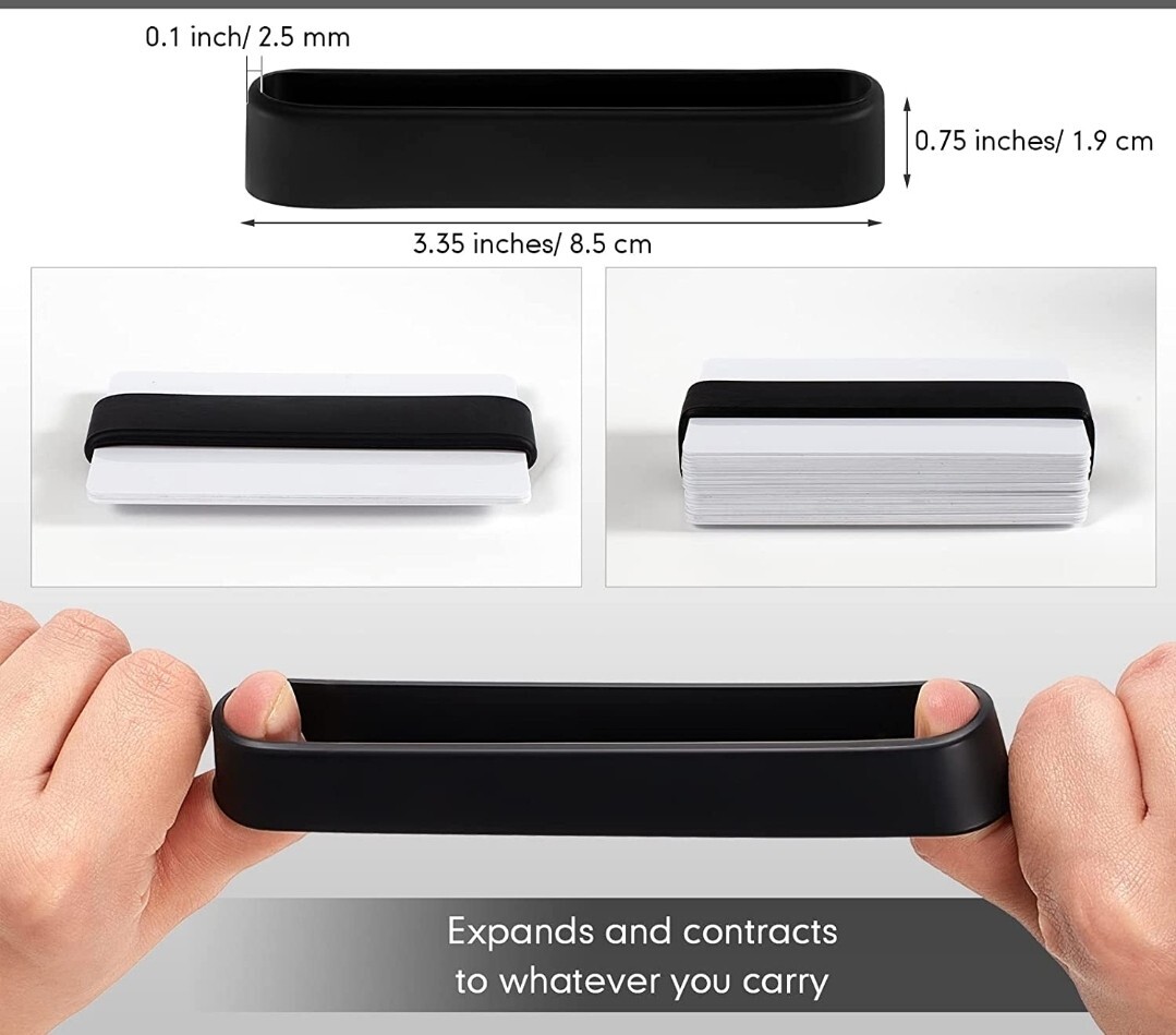 Set of 2 Wallet Band Money Bands Silicone Elastic Cash Credit Cards Holder M10