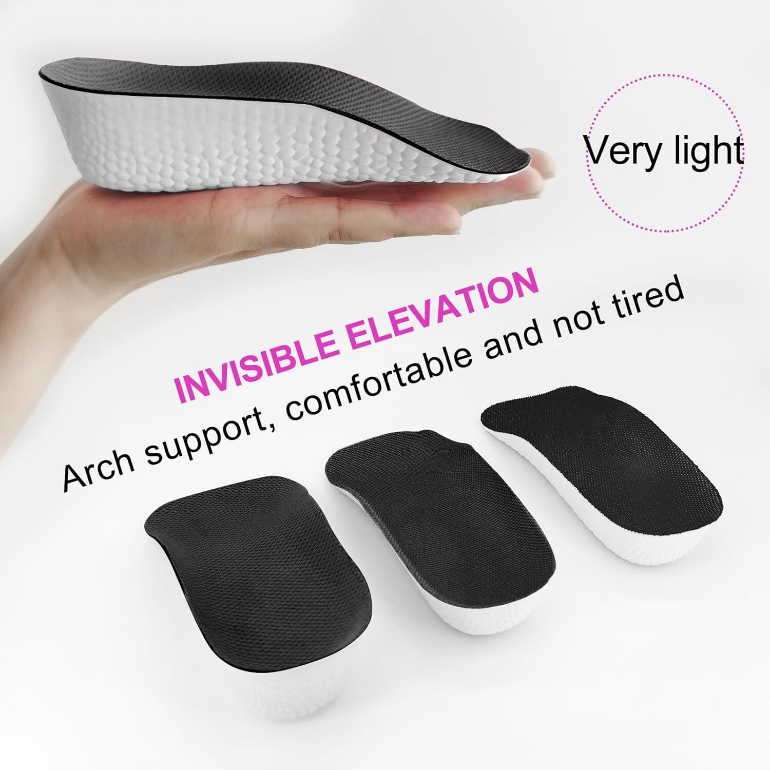 Invisible Height Increase Insoles Shoe Inserts Pad Heel Lift Taller Men Women US