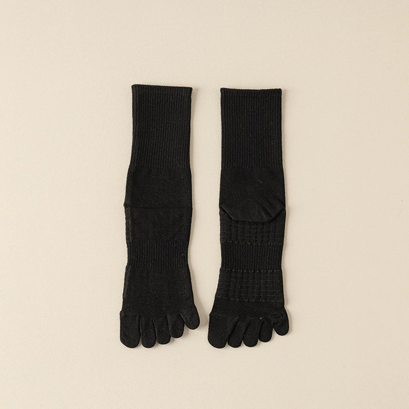 Women Crew Ankle Five Finger Toe Solid Casual Mesh Color Cotton 5-9 Socks 5Pairs