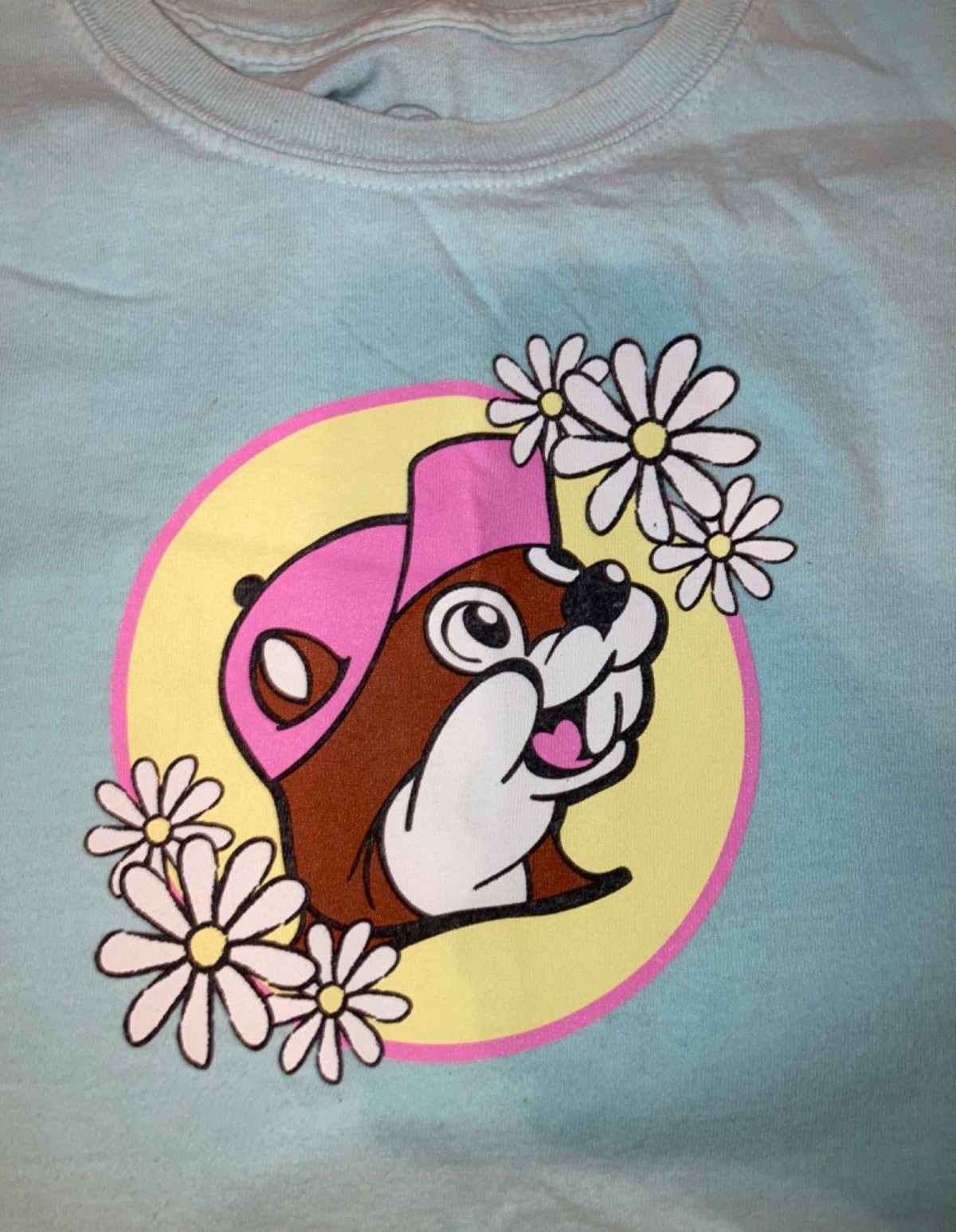 Buc-ee’s Happiness Blooms T-Shirt Women’s M Blue Graphic Tee Beaver