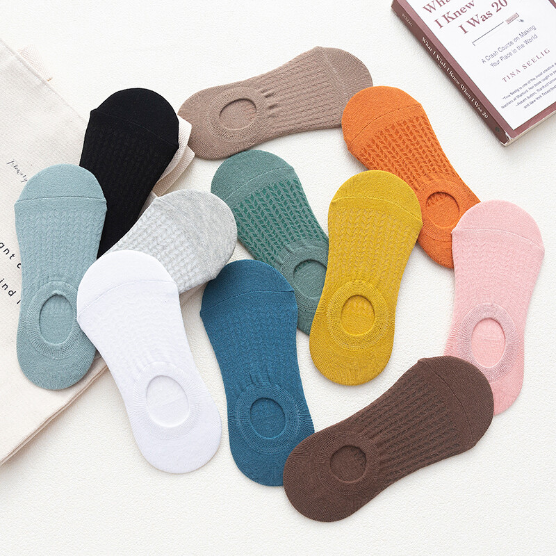 10 Pairs Women Invisible No Show Nonslip Loafer Low Cut Solid Cotton Socks 9-11