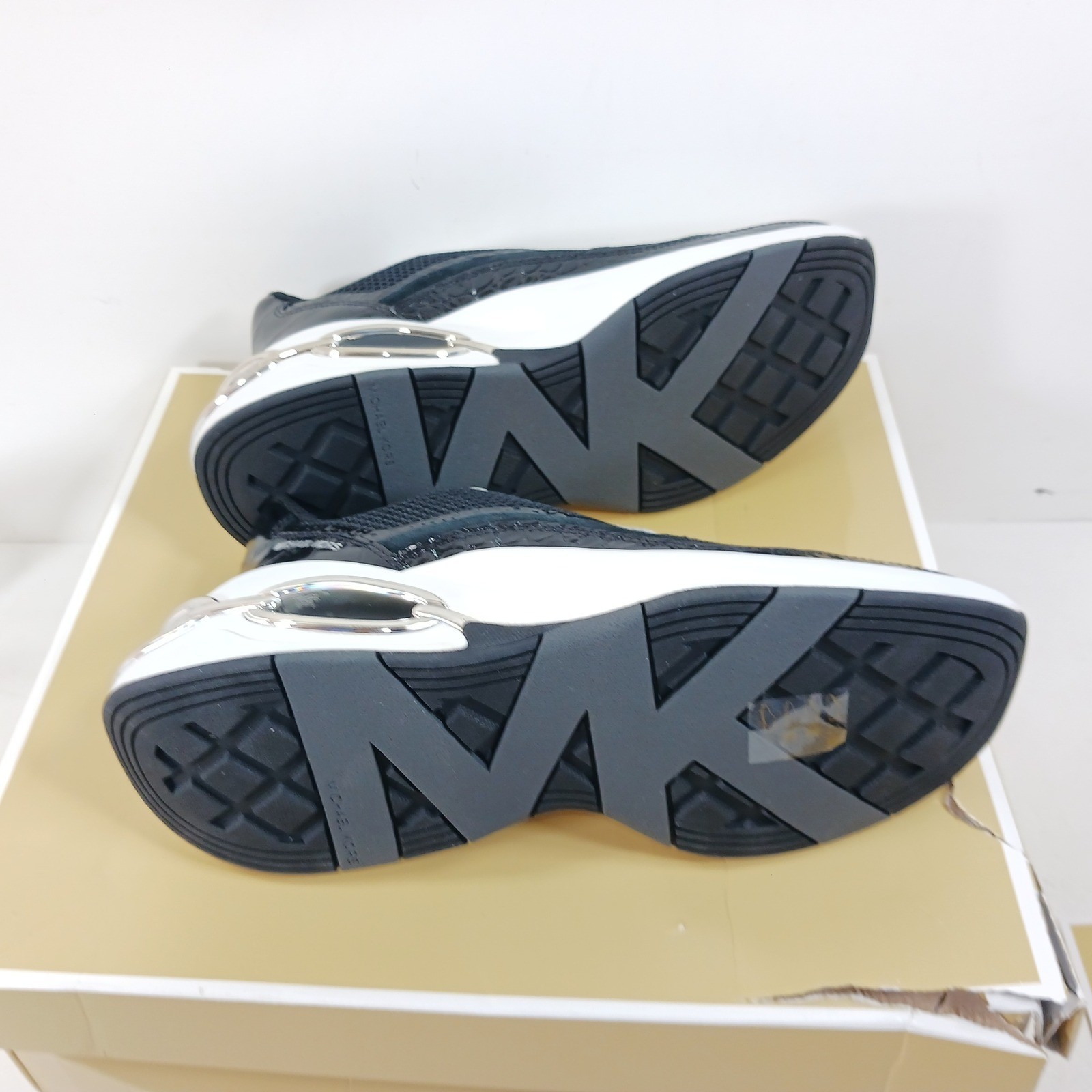 Michael Kors Toni Trainer Circular Air Mesh XL Black White Sneakers 9.5M